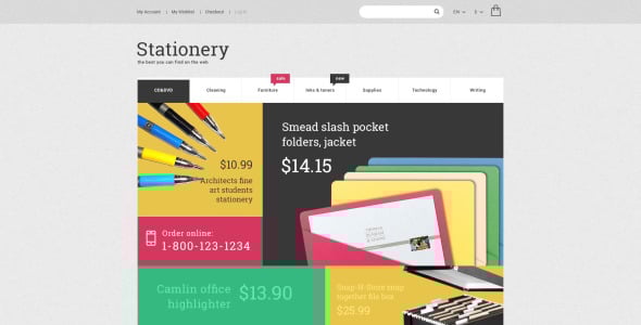 канцелярский магазин magento тема