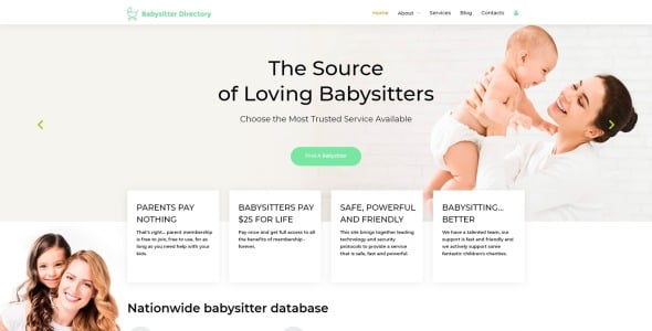 няня готовый к использованию чистый шаблон joomla