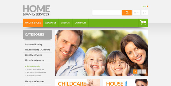 тема prestashop home &amp; family services