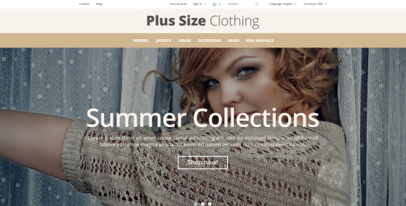 плюс размер одежды prestashop тема