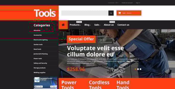 инструменты и оборудование отзывчивая тема shopify