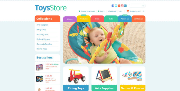 магазин игрушек отзывчивая тема shopify