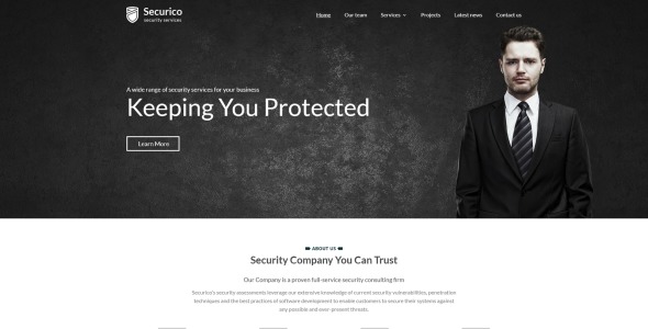 безопасность отзывчивый современный html шаблон веб-сайта