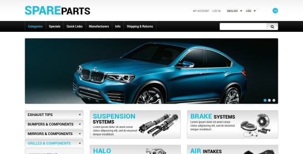 шаблон запасных частей zencart