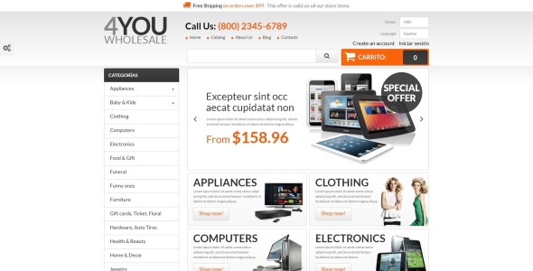 4you оптовая prestashop тема