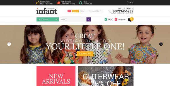 детский магазин отзывчивая тема shopify