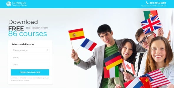языковая школа отзывчивый шаблон целевой страницы