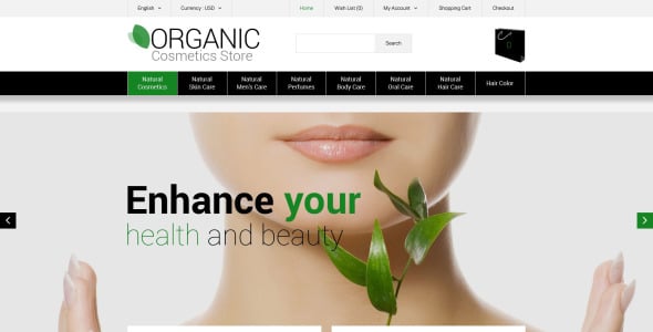 шаблон opencart магазина органической косметики