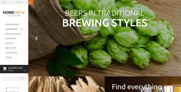 пивоварня отзывчивый шаблон opencart