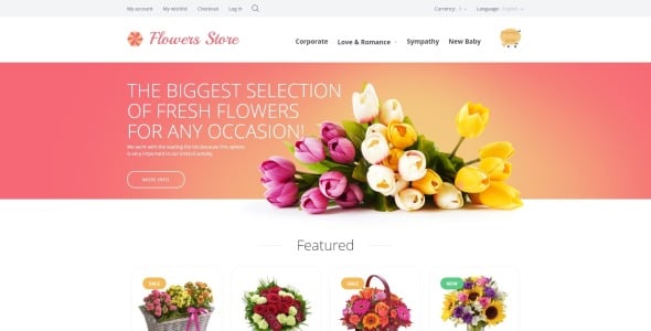 цветочный магазин opencart шаблон