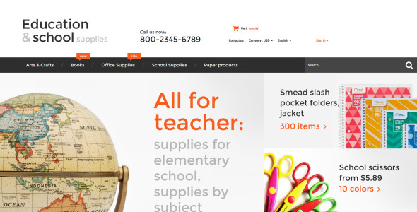 образование школьные принадлежности prestashop тема