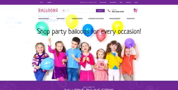 праздничные воздушные шары тема magento