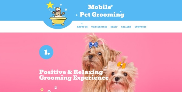 мобильный шаблон сайта по уходу за домашними животными