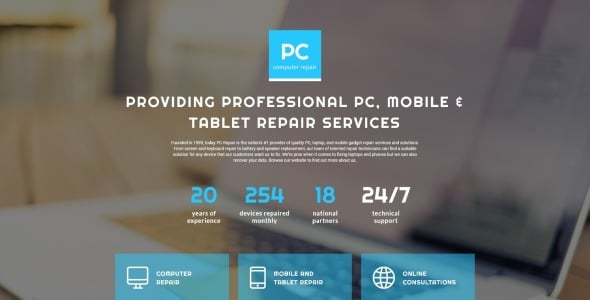ремонт компьютера чистый html шаблон целевой страницы