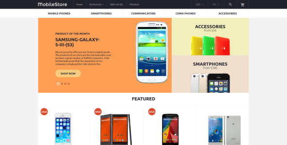 шаблон mobilestore opencart