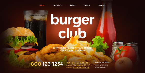 адаптивный шаблон сайта ресторана быстрого питания