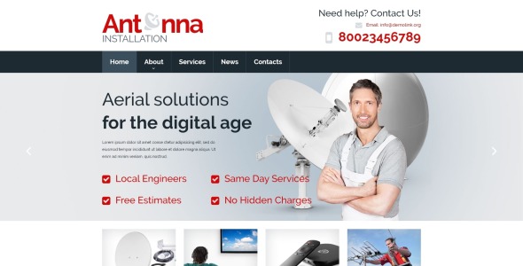 адаптивный шаблон веб-сайта спутникового телевидения