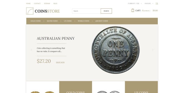 тема магазина монет prestashop