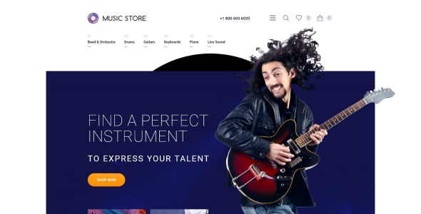 музыкальные инструменты шаблон opencart