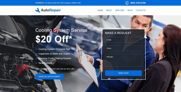отзывчивый шаблон сайта для ремонта автомобилей