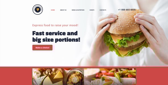 шаблон сайта ресторана быстрого питания