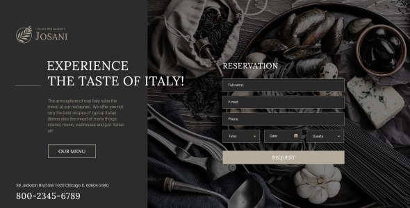 адаптивный шаблон целевой страницы итальянского ресторана