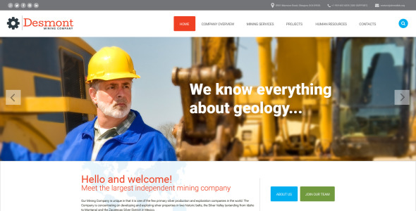 адаптивный шаблон сайта горнодобывающей компании