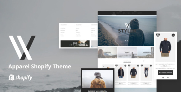 одежда отзывчивый чистый дизайн shopify тема