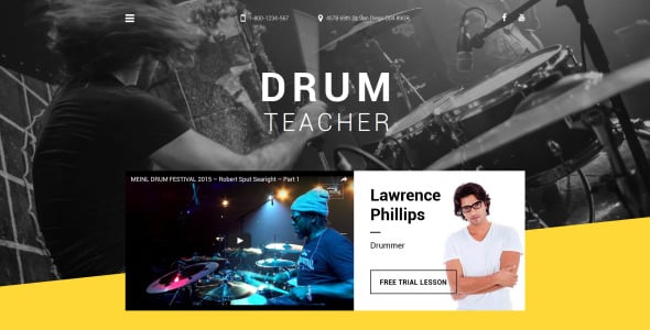 шаблон веб-сайта drum teacher