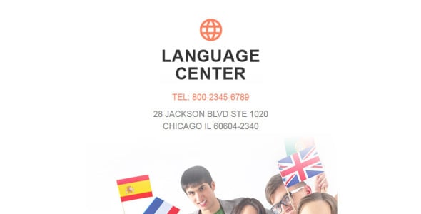 языковая школа отзывчивый шаблон информационного бюллетеня