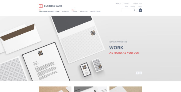 визитная карточка prestashop тема
