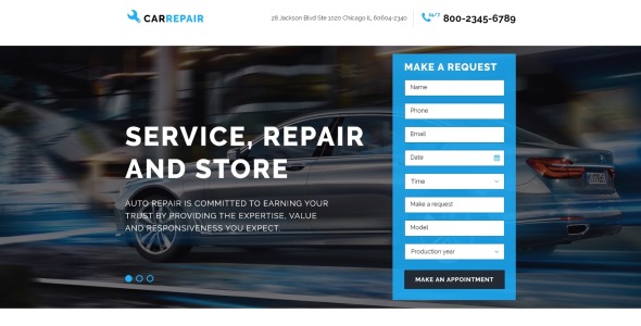 ремонт автомобилей отзывчивый шаблон целевой страницы