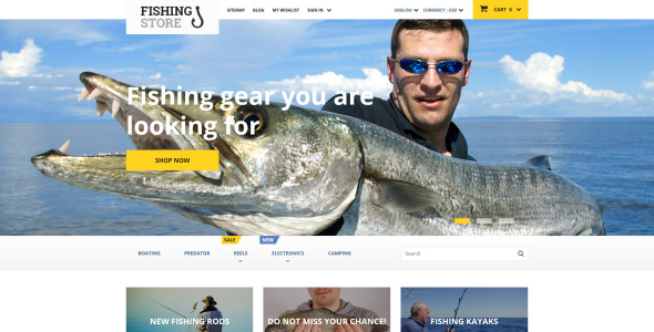 рыболовный магазин prestashop тема
