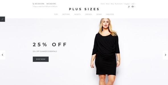 плюс Размеры шаблона opencart