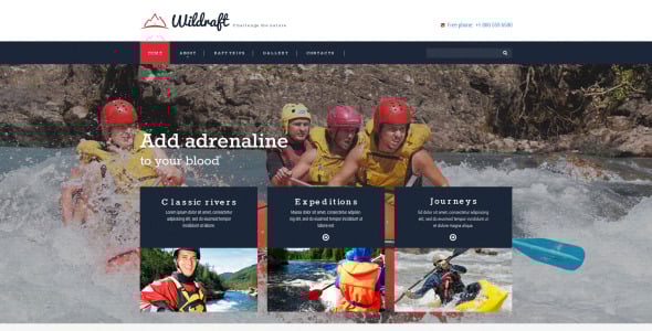 рафтинг адаптивный шаблон сайта