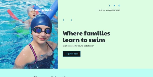адаптивный шаблон целевой страницы школы плавания