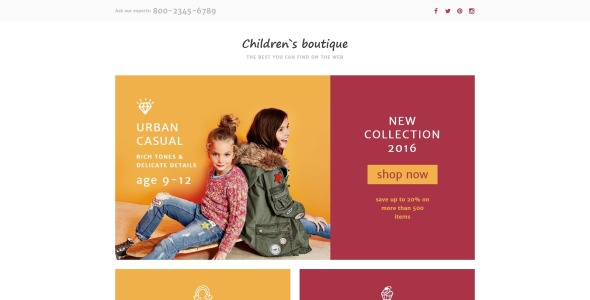 адаптивный шаблон целевой страницы детского магазина