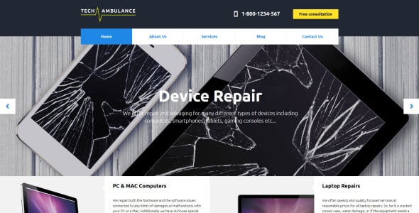 адаптивный шаблон сайта tech ambulance responsive