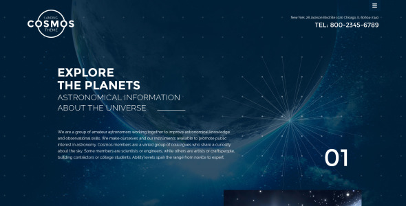 космическая посадка тема шаблон сайта