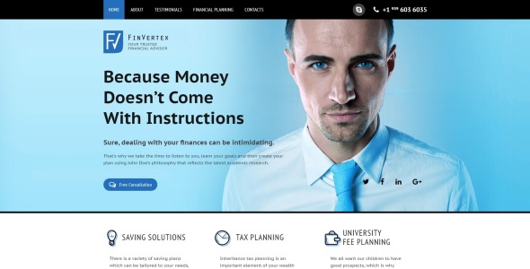 отзывчивый html шаблон целевой страницы финансового консультанта