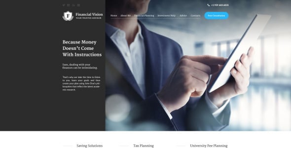 шаблон веб-сайта финансового видения