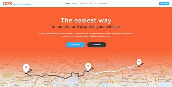 шаблон веб-сайта системы слежения за транспортными средствами gps