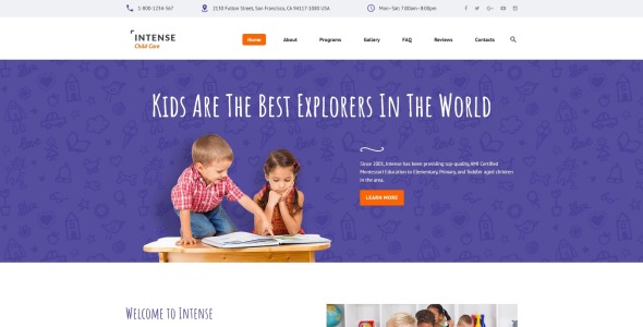 интенсивный шаблон сайта по уходу за детьми