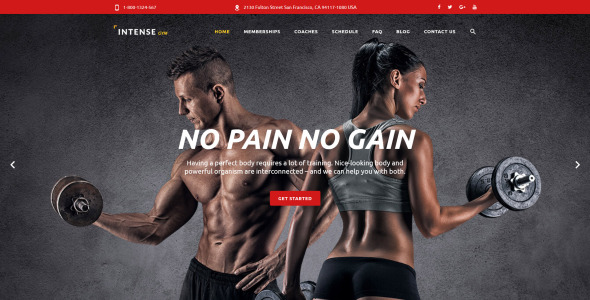 интенсивный тренажерный зал шаблон сайта