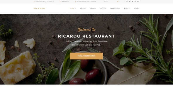 ресторан изысканной кухни отзывчивый wordpress тема