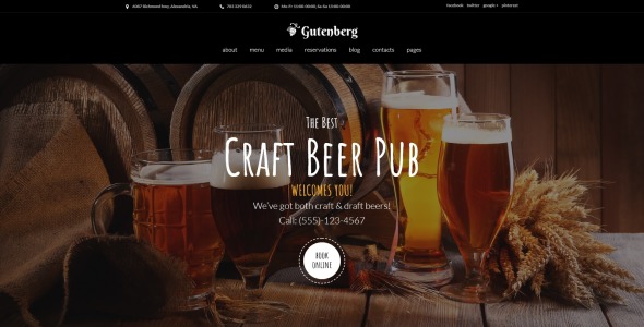 пивной паб и пивоварня wordpress тема