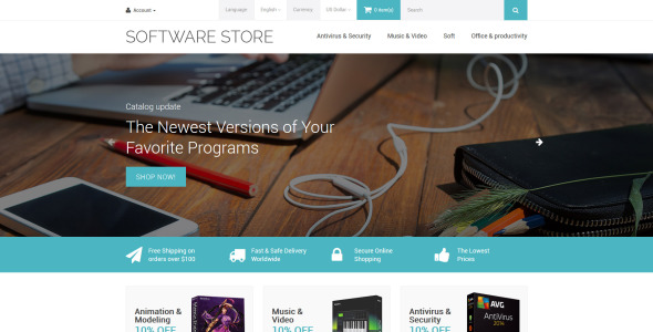 шаблон opencart магазина программного обеспечения