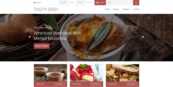 шаблон вкусного блюда opencart