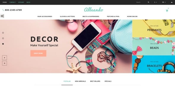 декор аксессуары отзывчивая тема prestashop