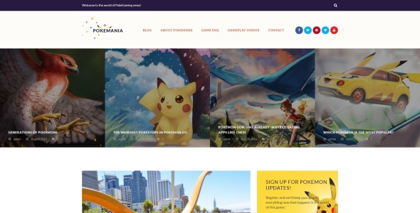 игровой портал pokemon wordpress тема